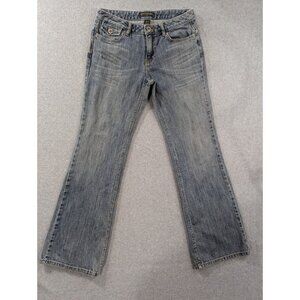 Banana Republic Jeans Womens 8 Blue Classic Bootcut Flap Pockets Faded Whiskers